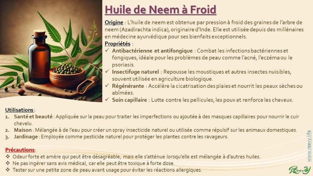 L'huile de Neem a froid 1l